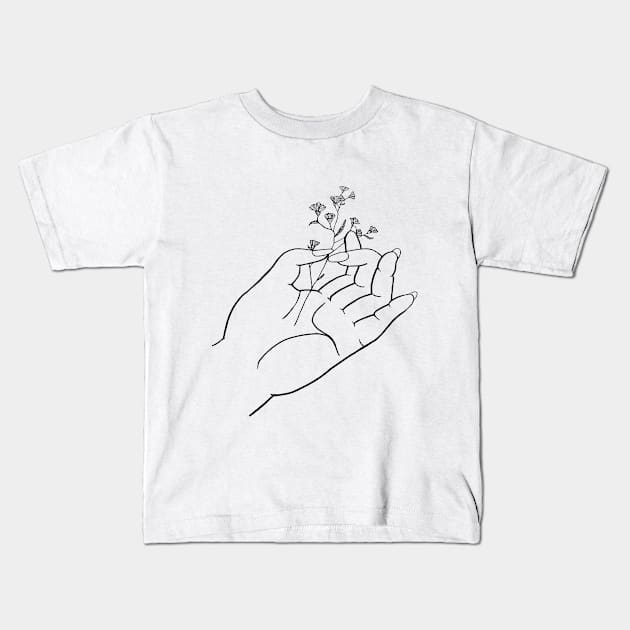 Delicate Inked Hand Kids T-Shirt by MyOwnFairytale